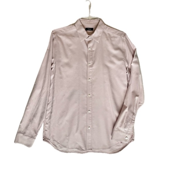 Theory Men’s Cotton Oxford Dress Shirt - Pink, Size L - Picture 1 of 11